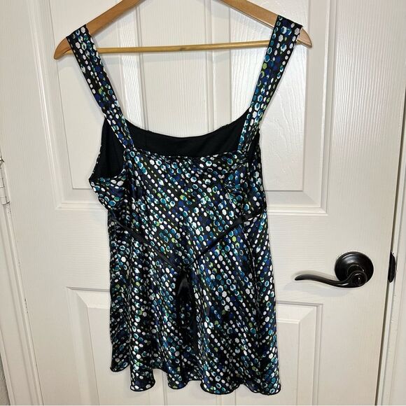 Y2K IZ Byer California Black Blue Multicolor Polka Dot Milkmaid Blouse Mermaid - Picture 3 of 8